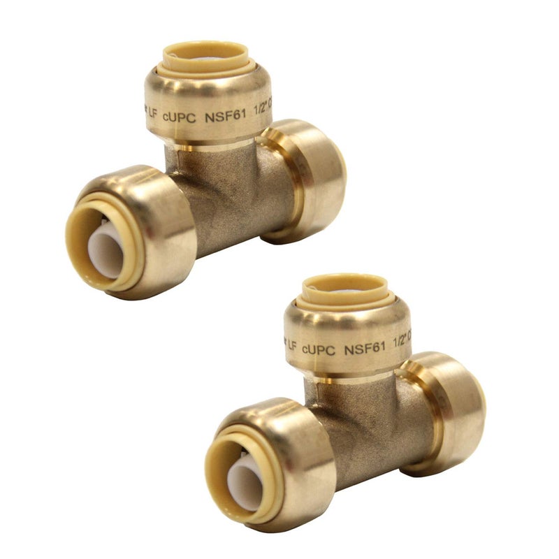 EFIELD (Pack of 2) EFIELD 1/2 Inch Tee Push-Fit Fitting to Connect Pex, Copper With Disconnect Clip, CPVC,(PF118-2PCS) - Image 1